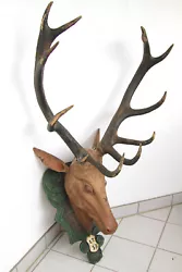 Buy Antique Wood Sculpture Deer Head Black Forest Style 1800 - Wooden Deer Sculpture • 5,995.35£
