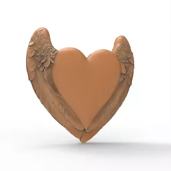 Buy STL File 3D Model Relief For 3D Printer CNC Carving Angel Wings Heart Sculpture • 2.32£