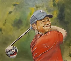 Buy Tiger Woods Golf Oil Painting. John Kelly Art.  • 350£