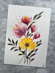 Buy Flower Bouquet | Original Hand Painted | Watercolour Painting | Botanical | A5 • 35£