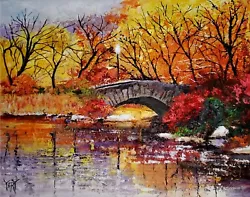 Buy YARY DLUHOS New York Central Park Autumn Landscape Original Art Oil Painting • 174.82£