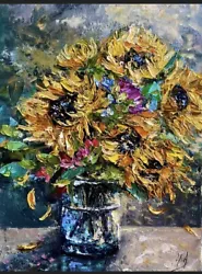Buy Sunflower Vibes. Oil Painting On Canvas. Impressionist. Still Life. • 350£