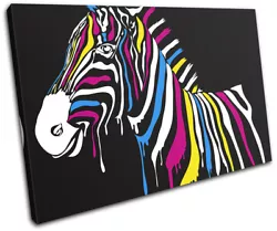Buy Abstract Zebra Rainbow Paint Animals SINGLE CANVAS WALL ART Picture Print • 19.99£