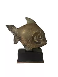 Buy Vintage Bronze Or Brass Fish Sculpture On Wooden Base 1980 • 1,700.99£