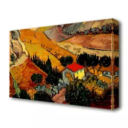 Buy Landscape With House And Ploughman By Vincent Van Gogh - Wrapped Canvas Painting • 25.96£