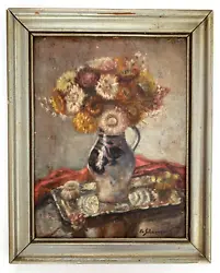 Buy Vintage Original Floral Oil Study On  Signed And Dated 1944 Framed 16  X 13  • 82.93£