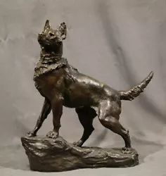 Buy Antique 19th Century French Bronze Alsatian German Shepher Dog Sculpture  • 5,525.52£
