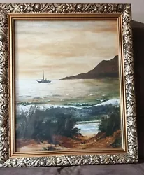 Buy R.May Signed Original Oil Painting On Board Coastal Scene Gilt Frame Glass • 85£