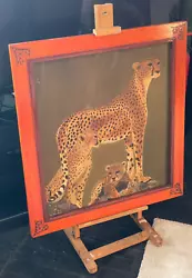 Buy Large Original Framed Painting Of A Family Of Cheetahs Signed 'Wicked Wayne 92'. • 195£