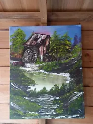 Buy 🎨 The Old Watermill Bob Ross Wet On Wet Style  Painting UK Artist 20 X 16   • 45£