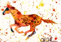 Buy OOAK ACEO WATERCOLOR  RAINBOW HORSE #3  Charity Auction For The Love Of  Paws • 2.89£