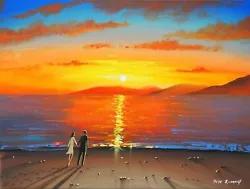 Buy Pete Rumney Art Original Painting Wander Along The Shore Sunset Love Beach Ocean • 75£