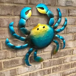 Buy Large 19” Blue Metal Crab Wall Art Tropical Sculpture Garden Home Decor • 23.38£
