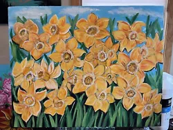 Buy  Daffodils” Acrylic /canvas Hand Painted Original 16x20 Landscape Flowers Spring • 136.43£