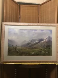 Buy Print Of Watercolour Painting By P Stanton Carved Frame, Mountain Landscape 1m L • 85£