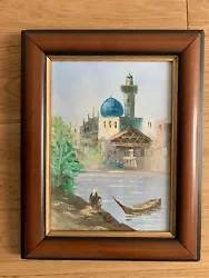 Buy Framed Original Oil Painting Temple River Scene Art Home Decor • 17.50£