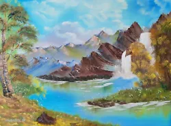 Buy Mountain Stream Bob Ross Style Painting Oil On Canvas 18inch X 24inch Approx • 55£