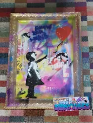 Buy Mr Brainwash Girl With Balloon  Canvas Wall Art Framed Canvas Quality Repro • 630£