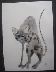 Buy   CAT !!     Original Watercolour / Ink By Dawn Barker 2006 • 12£
