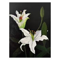 Buy Original Acrylic Lilies Flower Painting 25 * 30 Cm On Canvas Panel/board • 120£