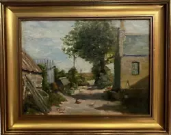 Buy ANTIQUE OIL PAINTING Scottish School CROFTERS COTTAGE WITH CHICKENS By WEST 1934 • 135£