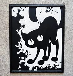 Buy Abstract Black & White Cat Oil Portrait Painting Mid Century Modern Surrealist O • 1,088.37£