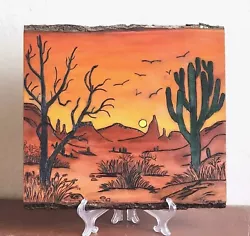 Buy Southwestern Sunset Desert Landscape Wall Art, Wood Art, Southwestern Landscape • 41.34£