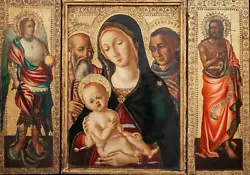 Buy 15th Century Sienese School Triptych Christ - BENVENUTO DI GIOVANNI (1436-1518) • 23,000£