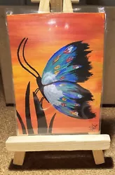 Buy Acrylic Aceo Painting Butterfly On Orange Sunset New Original Work By Vicki 2024 • 3.50£