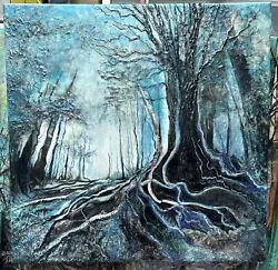 Buy Acrylic Painting Canvas Forest Scene OOAK Signed Original No Print Taken 40x40cm • 120£