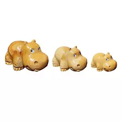 Buy Hippoes Figurine Wood Decor Animal Sculpture For Living Room Bookcase Desktop • 8.76£