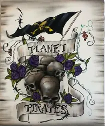Buy RARE ORIGINAL PAUL KARSLAKE Planet Pirates Skull Gothic Flag OIL PAINTING • 8,750£