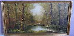 Buy Impressionist Forest River Landscape Painting Oil On Canvas  Signed • 140£