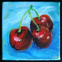 Buy Cherries Original Painting Still Life Fruit Impressionsim Canvas Tarrantts • 10.74£
