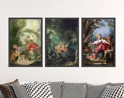 Buy Jean Honore Fragonard Set Of Three Paintings - The Swing Art Print Poster • 19£