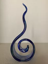 Buy Colbalt Blue Crystal Swirl Art Glass, Free Form Sculpture • 57.88£