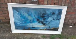 Buy Vintage Large Raymond Klee Oil On Board Painting Nighttime Water Scene 101x50cm • 125£