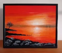 Buy  Sunset  Original Acrylic Framed Painting 10 X 8  • 15£