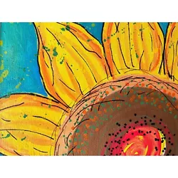 Buy Sunflower Shine 5 Original Art Oil Marker On Canvas Painting Matted 11x14in • 65.32£