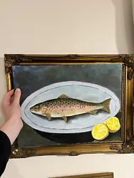 Buy Acrylic Fly Fishing Rainbow Trout Painting , Hand Painted  • 60£