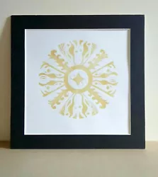 Buy Celestial Mystical Gold Star Art Deco Circle Linocut Print, Mounted 10x10 Print • 11.99£