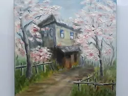 Buy Original Oil Painting Flowering Tree Art House Artwork Apple Tree Painting 12x12 • 70.65£