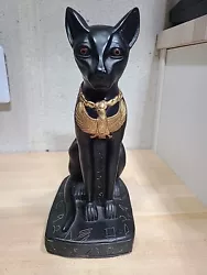 Buy Ancient Egyptian Bastet Black Cat Gold Bird Siamese Sculpture MCM Style 11.5  • 66.11£