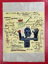 Buy Jean-Michel Basquiat (Handmade) Drawing Watercolor On Old Paper Signed & Stamped • 105.06£