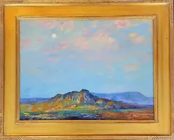 Buy Colorado Sunset Original Oil Painting Western Sky Moon Clouds Gold Leaf Frame • 896.80£