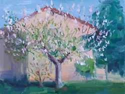 Buy Sakura Tree Oil Painting Cherry Blossom Original Art Nashville Landscape Artwork • 37.64£