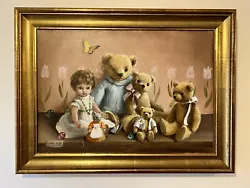 Buy Deborah Jones Framed Teddy Bear Doll Mouse Toy Oil Painting On Canvas 60x45cm • 300£