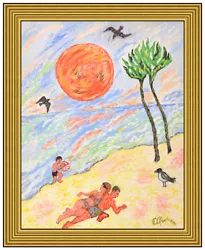 Buy Emil Armin Original Oil Painting On Board Signed Beach Sunset Landscape Artwork • 2,539.71£