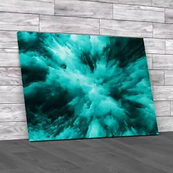 Buy Synergistic Fractal Paint Abstract Expressions Teal Canvas Print Large Picture • 18.95£