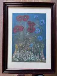 Buy Leona J Robinson Signed  Poppies  Painting, Acrylics/pastel 49.5 X 34cm Framed • 12£